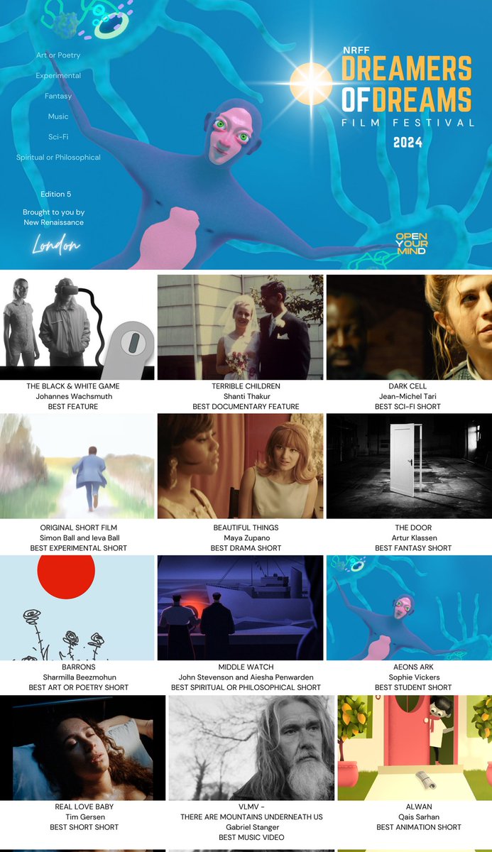 Congratulations to the 2024 Winners of the Dreamers of Dreams Film Festival. Thank you to everyone who took part!