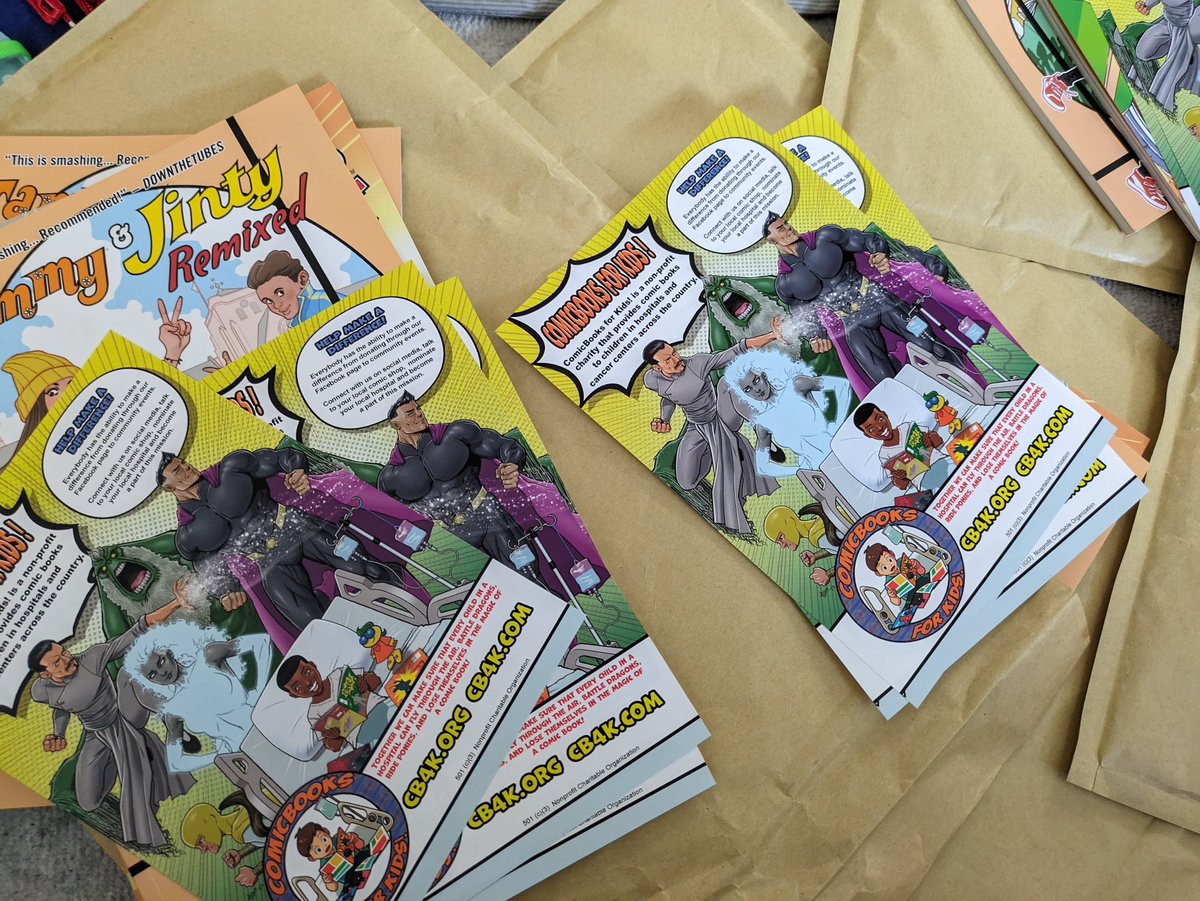 CB4KUK's tweet photo. Some comics from our friends  @Rebellion @phoenixcomicuk @BeanoOfficial being parcelled up - and heading to UK kids hospitals next week! 

Please consider sharing our donate link (so we can continue sending these awesome comics to awesome kids)! 

https://t.co/90MSBe6Rbq https://t.co/RJ6JwNHL7T