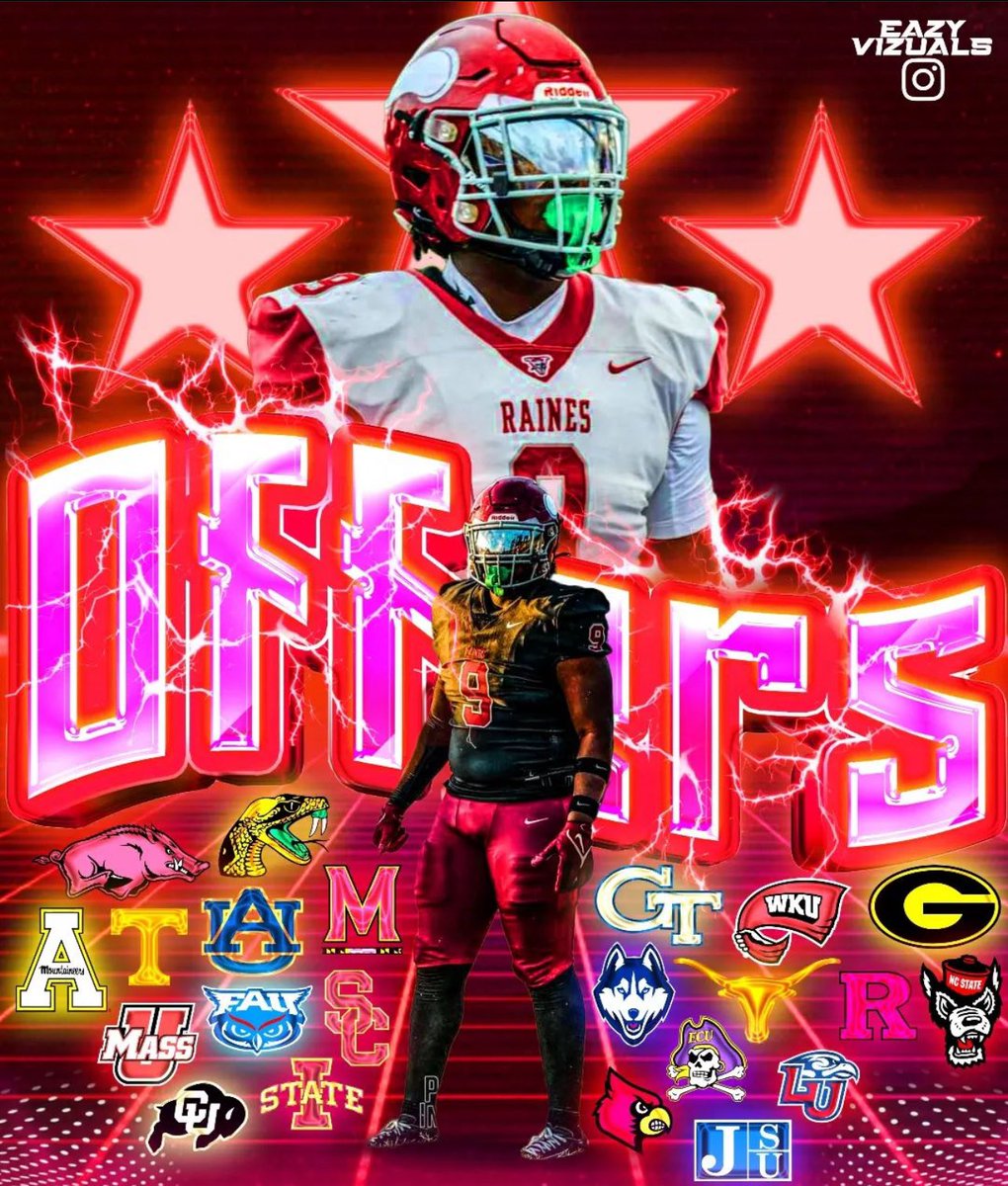 Blessings on top of blessings. Truely blessed for all the opportunities every coach have given me to play at the next level. I take all opportunities under consideration!!!! @ChadSimmons_ @Andrew_Ivins @MohrRecruiting @rainesfootball @RickieFLASimon @SWiltfong247 @adamgorney