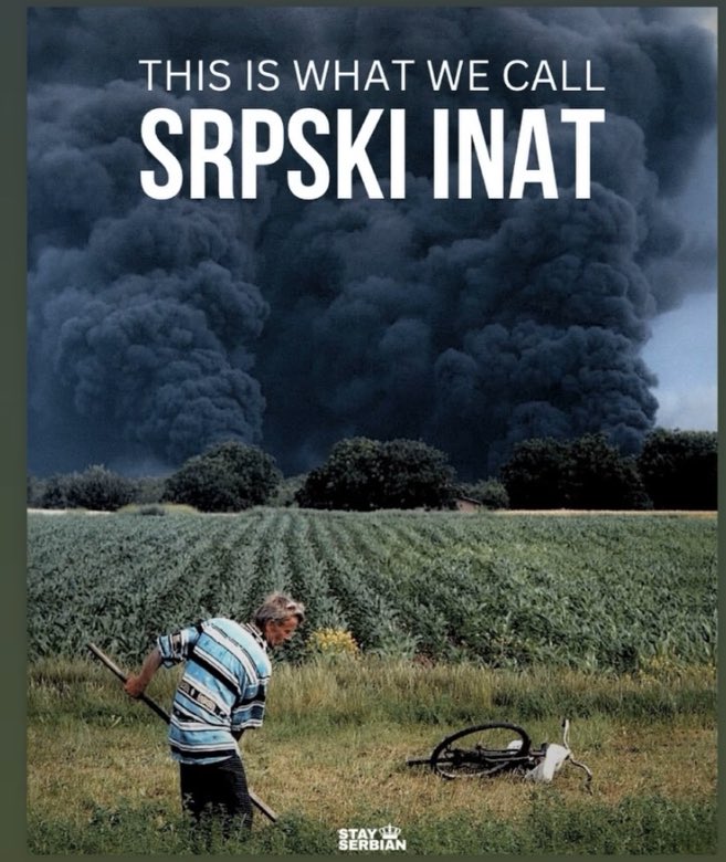 Ko pumpa ljude sa ovim inatom?  Gde je inat kad se izdaje KiM? Gde je inat gde se deca i građani ubijaju bez odgovornosti? Gde je inat kad se žene maltretiraju od seksualnog do porođajnog. Gde je inat kad ova vlast zove Klintona, Šredera i Blera za savete?