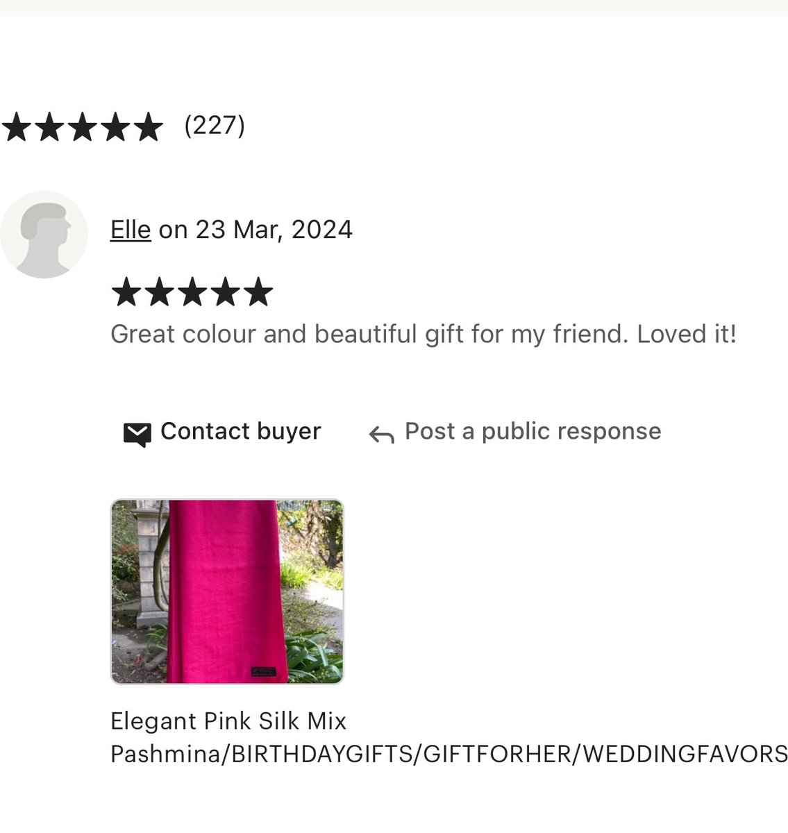 Thank you for the beautiful review! Silk mix pashmina! Silky soft and classically luxurious, this vibrant stole makes a perfect gift or a wonderfully indulgent treat for yourself! #gifts #SustainableFashion #EcoFriendly #ecogifts #silk #birthdaygift #pashmina #etsyhandmade
