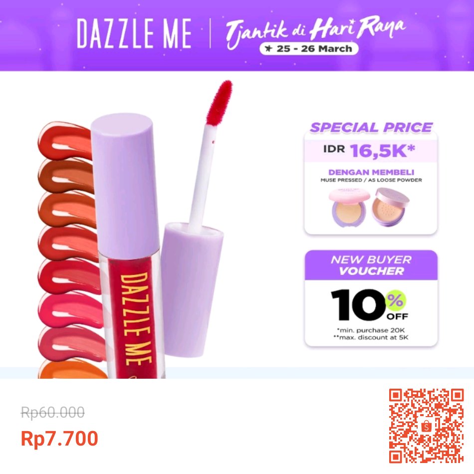 lindatriln's tweet photo. DAZZLE ME Ink-Licious Lip Tint Rp7.700 https://t.co/1wxTH3MmXi

#ShopeeID #ShopeeRamadan #shopeeaffiliate https://t.co/ytJs23OFgr
