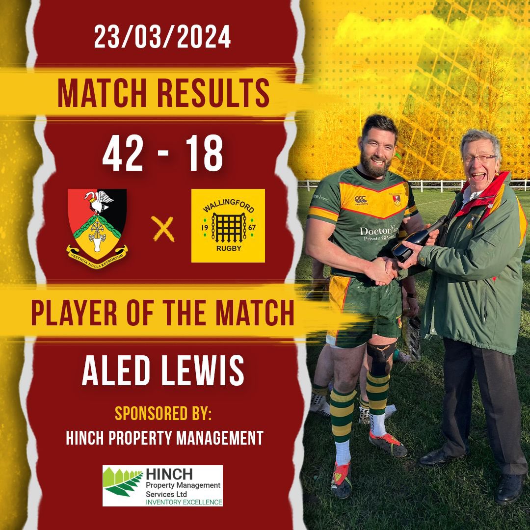 Peter Miles, ex-Chairman of BRFC and lunch sponsor of the Chairman’s Lunch awarding the POTM to the Welsh Wizard and BRFC 1st XV Player/Coach Aled Lewis after a comprehensive 42-18 win against a strong Wallingford 1st XV. 🎉🏆Congratulations Aled!! #rfu #winners #beaconsfieldrfc