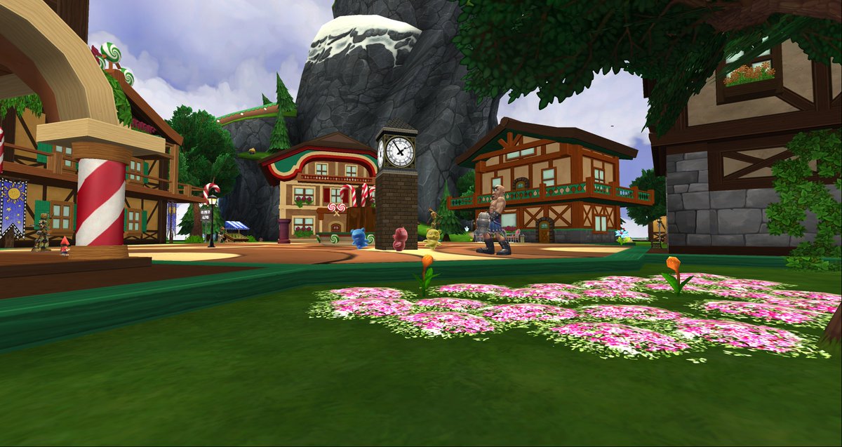 Nomadic2005's tweet photo. #w101springcontest2024 Entering the Fun and light-hearted Category! It's hard to fit this house into 4 screenshots but here is my karamelle themed town, In this post I am featuring the old fashioned delightful Sweet Shop and the Toy store :) https://t.co/1lETIhf7ZT