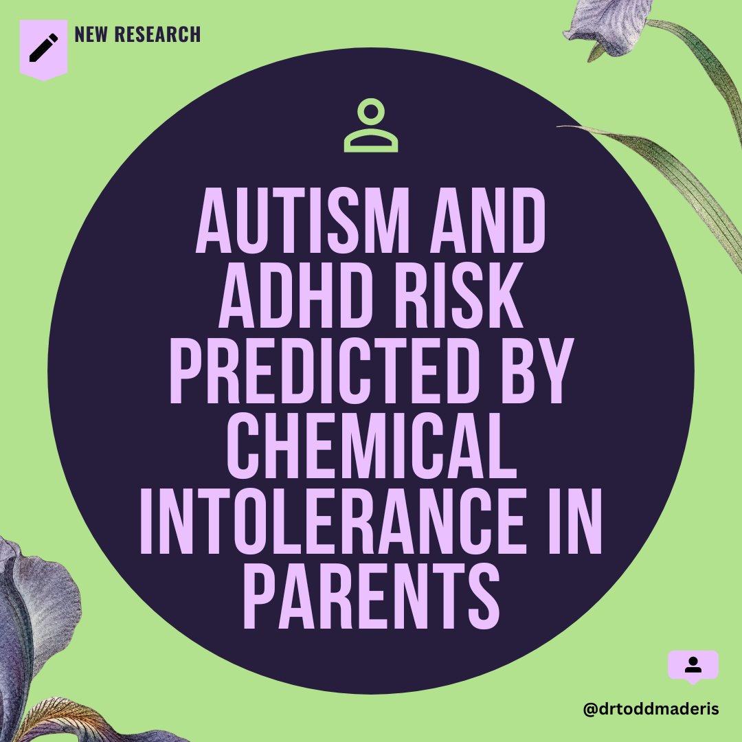 [NEW RESEARCH] Autism and ADHD Risk Predicted by Chemical Intolerance in Parents Previous research by the authors of this new publication demonstrated a connection between chemical intolerance and #mastcellactivationsyndrome (#MCAS). In the 2021 study, the researchers used the…