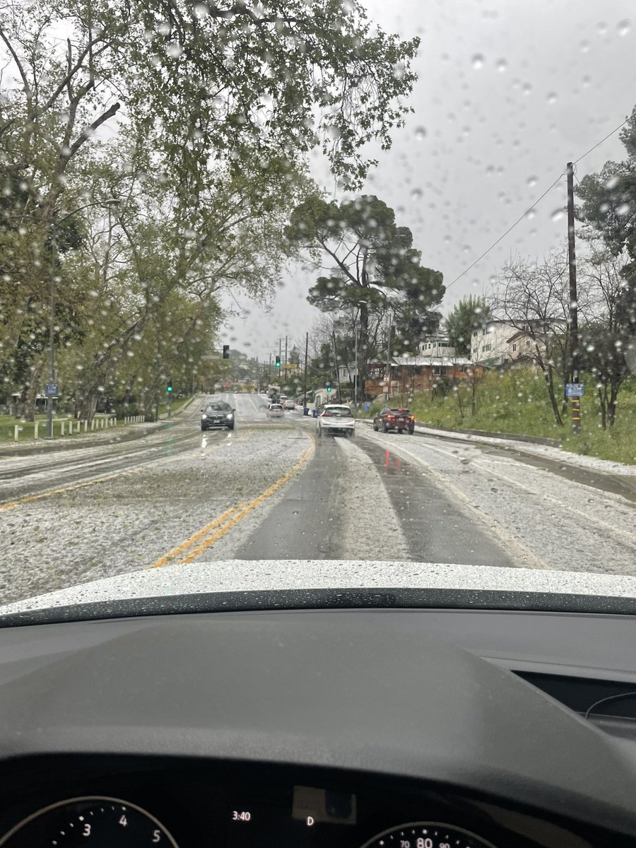 Drove in my first hail storm going to the hospital today in LA in March..! I think this means pigs are flying and hell has frozen over. Wild!