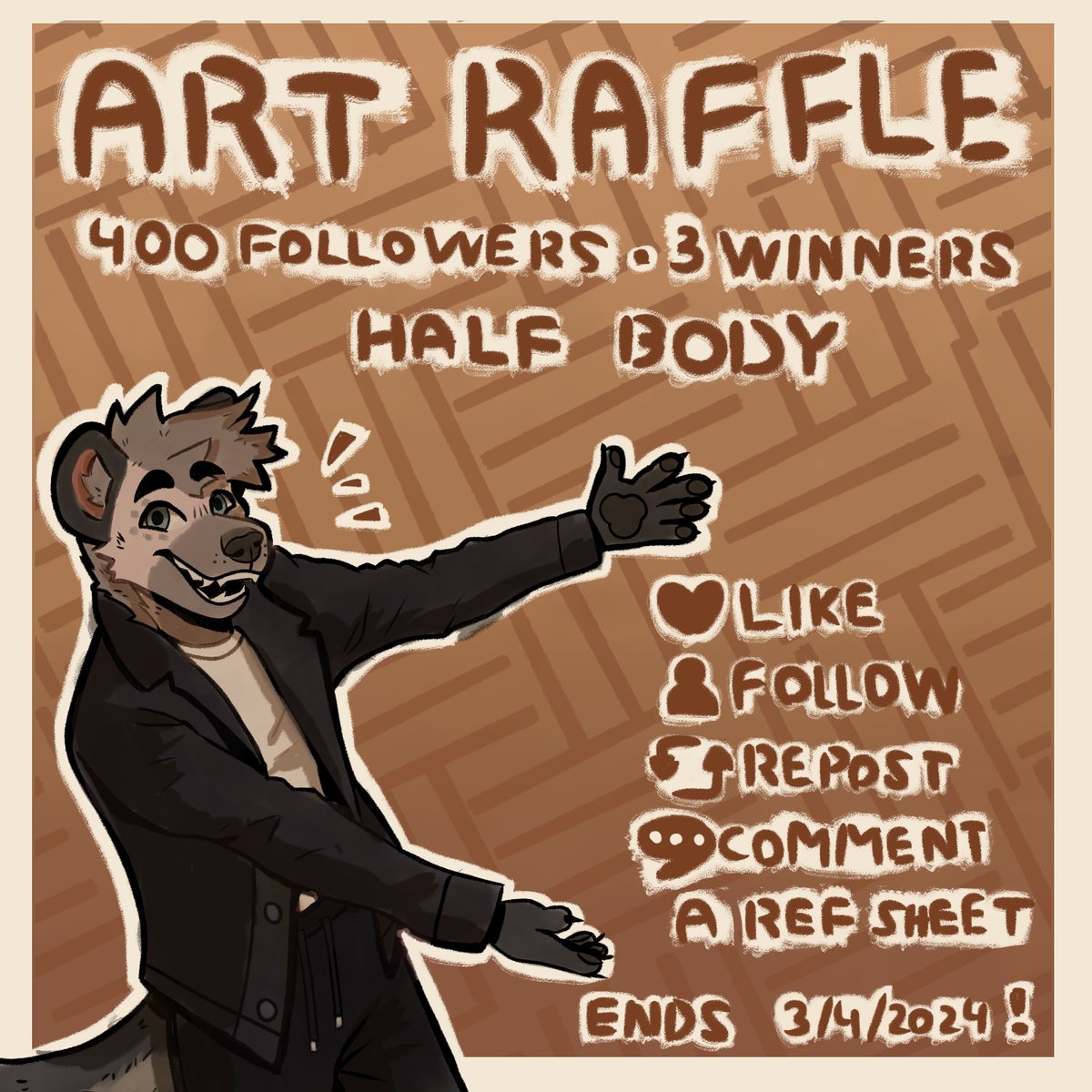 CrailTand's tweet image. ITS ART RAFFLE TIME!!!

There will be 3 winners and  I will announce them on April 3th and the prize is a half body artwork of your sona, so good luck to everyone and bye!!

#furry #furryart #artraffle