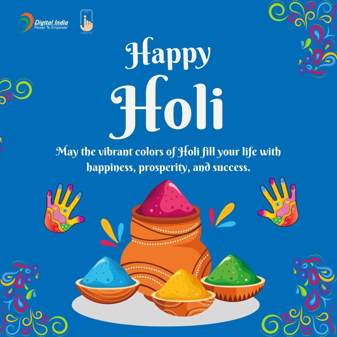 May the colors of Holi spread joy, happiness, and positivity in your life! Wishing everyone a vibrant and colorful Holi filled with love, laughter, and memorable moments. #HappyHoli 🎨🌈