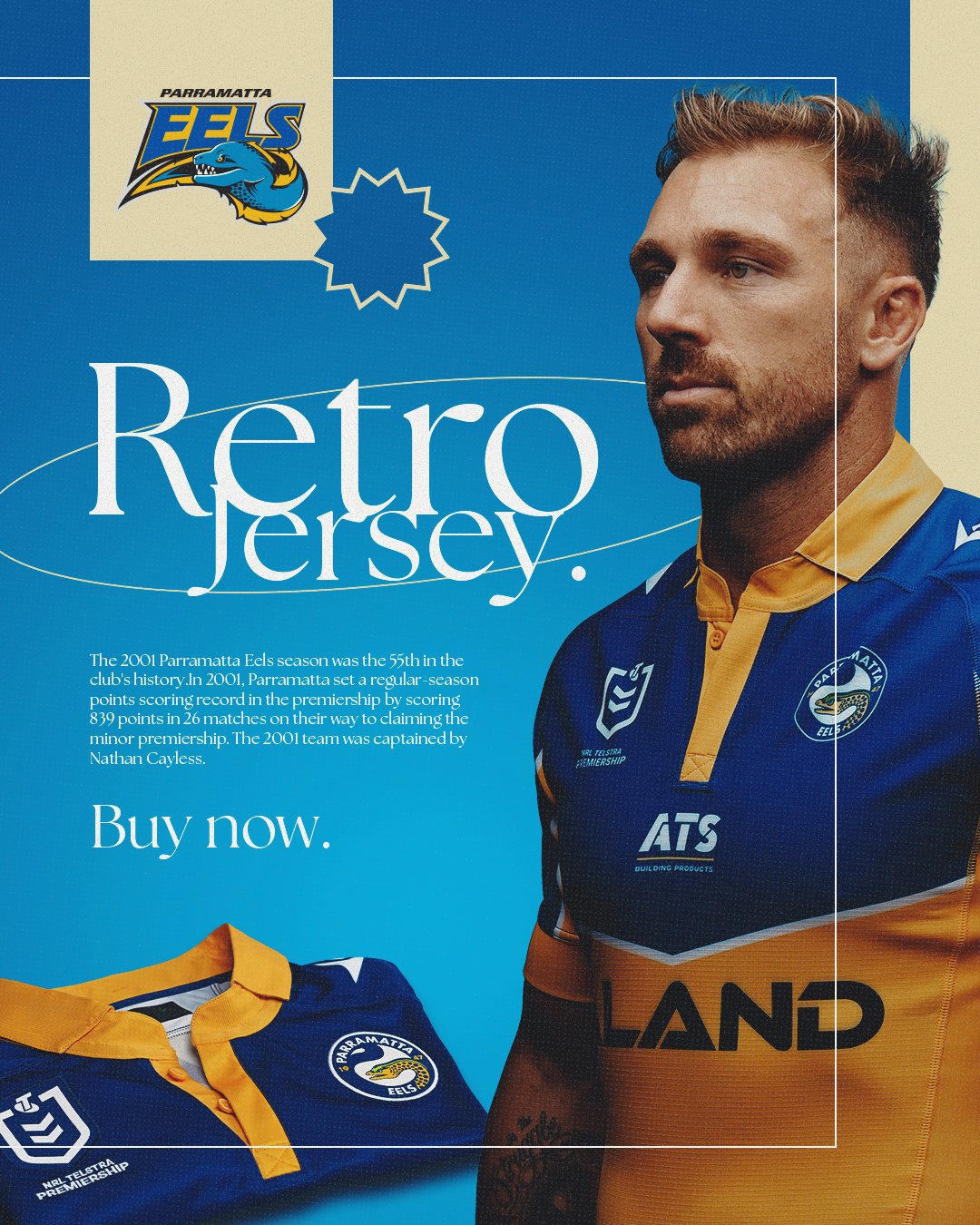 ラグビー パラマタ・イールズ ユニフォーム Parramatta Eels Jersey Yellow 2004 Home Rugby League NRL