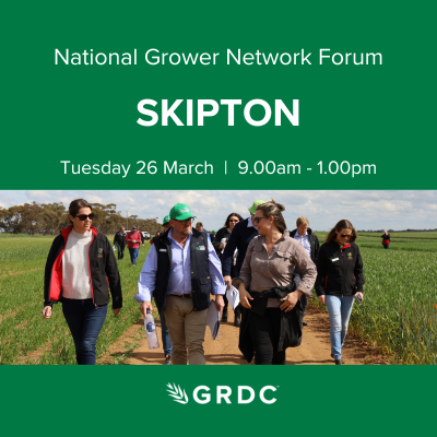 GRDCSouth's tweet photo. 🌟TOMORROW Tue 26 March HAVE YOUR SAY🌟
SKIPTON, Victoria
9am-1pm
#NGNforums
SW Victorian grain growers, advisers & industry stakeholders invited to give input to GRDC's RD&E investments.
👉Register https://t.co/Nj4ODNM1NO
@AgCommunicators @SouthernFS @BCG_Birchip https://t.co/KO4kr14BJF