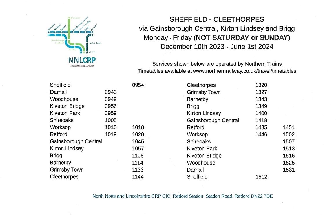 After last week's closure due to engineering work, normal service resumes tomorrow #Sheffield #Worksop #Retford #GainsboroughCentral #KirtonLindsey #Brigg #Barnetby #GrimsbyTown and #Cleethorpes