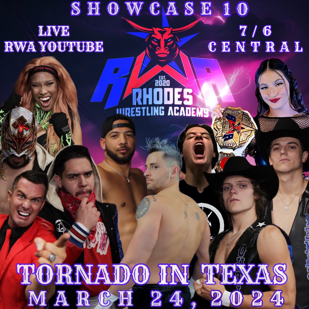 30 minutes until SHOWTIME!! #RWA's 10th Showcase!! Tune in at 7/6 central!!!! 30 minutes!!!!! RWA's @YouTube page. #ProWrestling #wrestling
