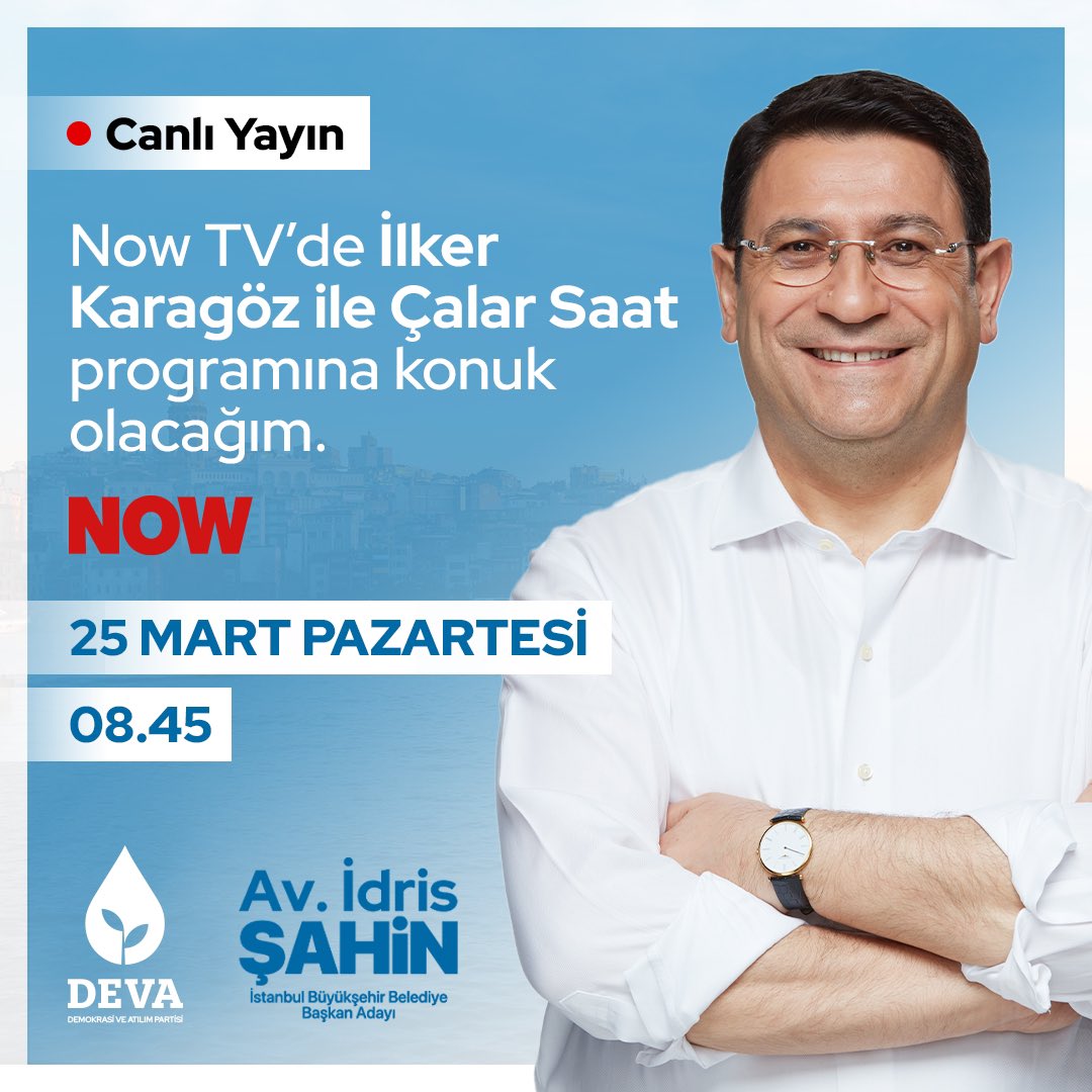 ibrahimavci1971's tweet photo. Sabah 🕰 08.45’te
💧DEVA PARTISI İstanbul Büyükşehir Belediye Başkan adayımız Av. İdris Şahin  @avidrissahin
📺 @nowhaber’de @karagozilker ile "Çalar Saat" programında gündemi değerlendirecek, İzlemeniz dileğiyle
#Alibabacan #Devapartisi #sileyedeva #sileye_deva #Şile #ağva #feed https://t.co/gYt8wvSTtE