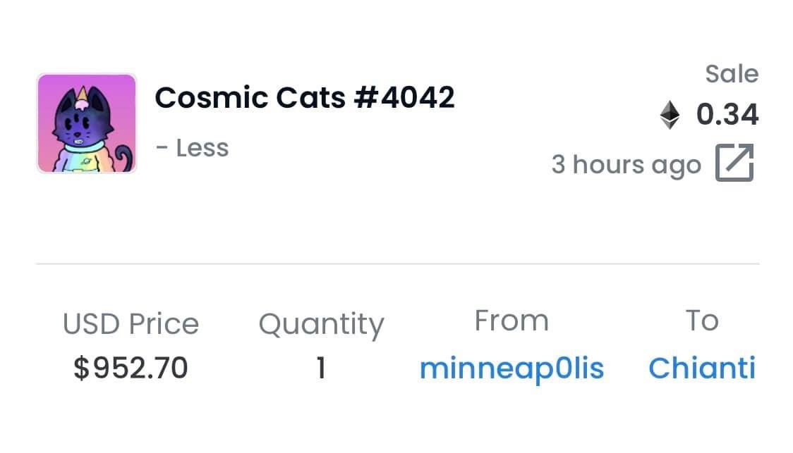 Two years ago pulled a Nebula skin @CosmicCats_ — then sold minutes later for $952. Now just bought one for $18. So many fun deals out there still! 🥰 #NewProfilePic