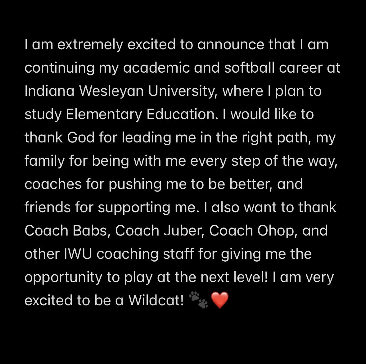 Go Wildcats! 🐾❤️
<a href="/BabinskiSteve/">Steve Babinski</a> <a href="/IndWesSoftball/">IWU Softball</a> <a href="/FWForce16uJedi/">Fort Wayne Force 18u Jedi</a> <a href="/hhspatriotssb/">Patriots Softball 🥎</a>