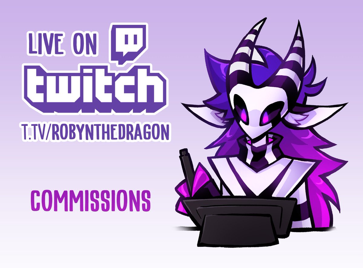 Working on commissions before I LEAVE (last stream for a while) twitch.tv/robynthedragon