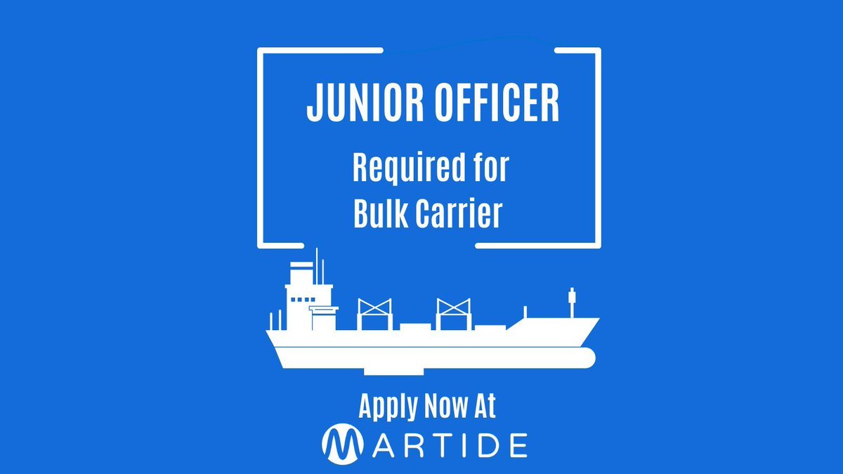 martide_jobs's tweet photo. Join Date: 30th March
Contract: 4 Months (+/-1)
Salary: $2,000-2,200
Company SeaCrest Maritime Management
Apply Here: https://t.co/F5CKLVrnZ0
#seafarerjobs #seamanjobs #seamenjobs #jobsatsea #maritimejobs #jobsonships #shipjobs #juniorofficerjobs #juniorofficer #juniormate https://t.co/m3aM1P5FFi