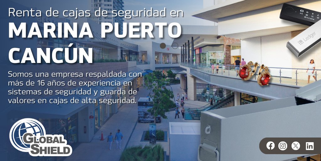 Ten la tranquilidad de salvaguardar adecuadamente lo que más te importa. Resguarda tus valores de manera inteligente.
👉 globalshield.com.mx/cajas-de-segur… 
🌐Marina Puerto Cancún. 
📞 998 887 4633 
#Globalshield #cajasdeseguridad #rentacajasdeseguridad