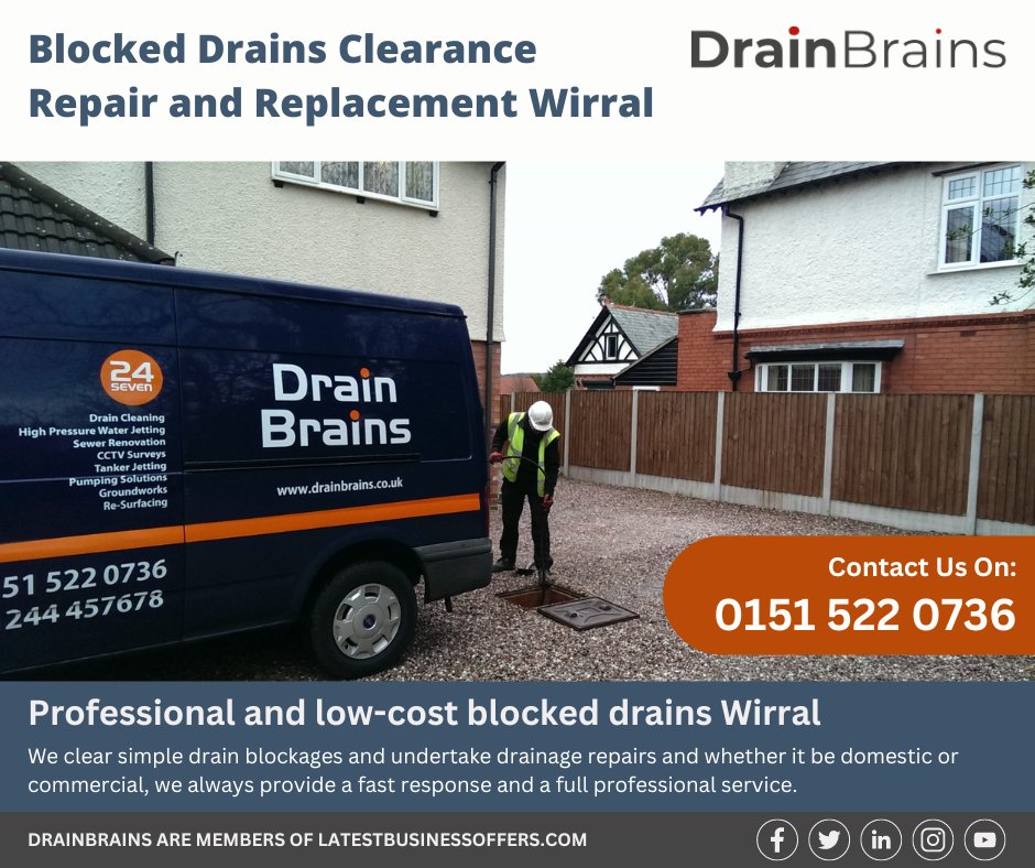 Business Services Updates

Title: Blocked Drains Clearance Repair and Replacement Wirral | Drain Brains Limited

Link: latestbusinessoffers.com/post/blocked-d…

#blockeddrains #drainscleaning #drainage #blockedsewer #drainsreplace #drainproblems #drainservice #draincleaners #cloggedupdrain