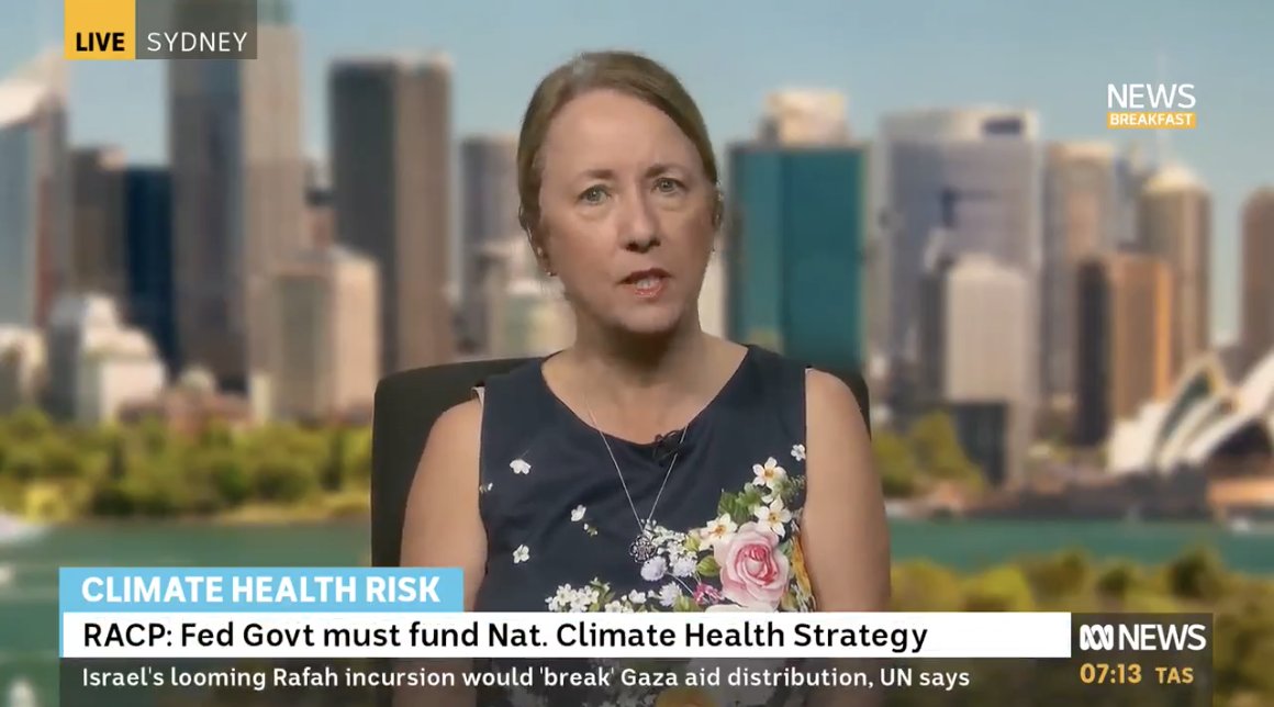 RACP President, @DrJackiSmall spoke with @ABC about the health impacts of Australia's extreme weather events. HEALTHY CLIMATE FUTURE CAMPAIGN: healthyclimatefuture.org.au #climatechange #ClimateAction #extremeweather #ExtremeWeatherConditions