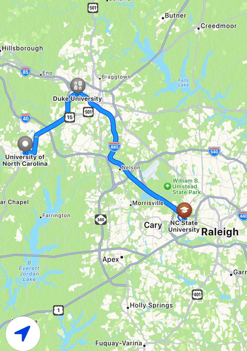 Duke is on to the Sweet 16 after beating JMU 93-55. Blue Devils join North Carolina & NC State in the second weekend. You can hit all 3 schools in about a 33 mile, 40 minute drive.   

Basketball is just different in North Carolina. #HoopState