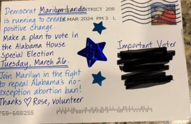 Thank you Rose, for sending this to my sister in AL to remind them to elect Marilyn Lands in the special election March 26! #p2vinthewild