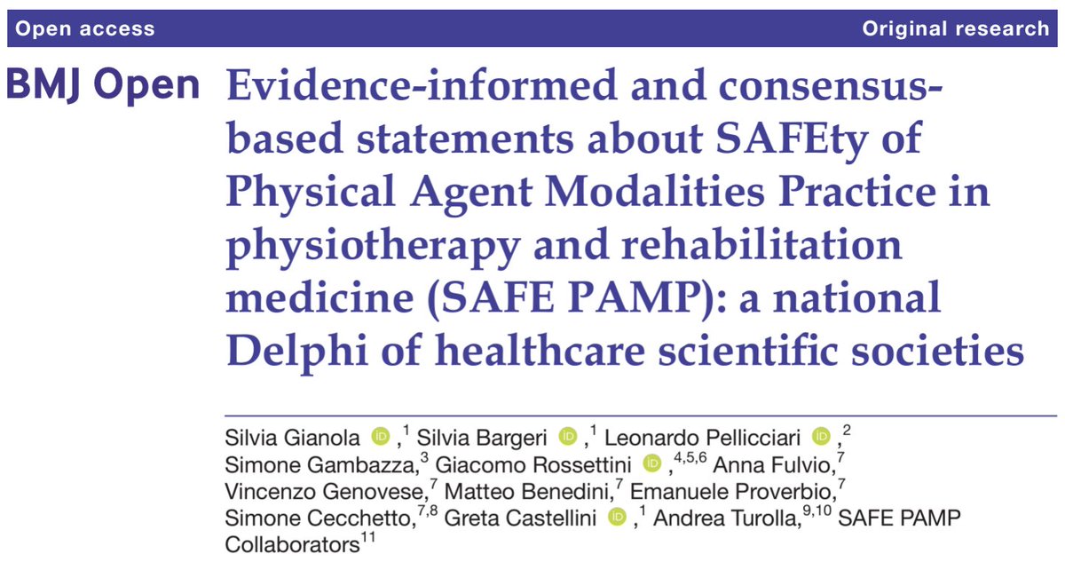 Safety of physical agent modalities for the #physiotherapy practice. 
Read our last publication in the <a href="/BMJ_Open/">BMJ_Open</a>, supported by <a href="/AIFI_nazionale/">AIFI</a> 

bmjopen.bmj.com/content/14/3/e…