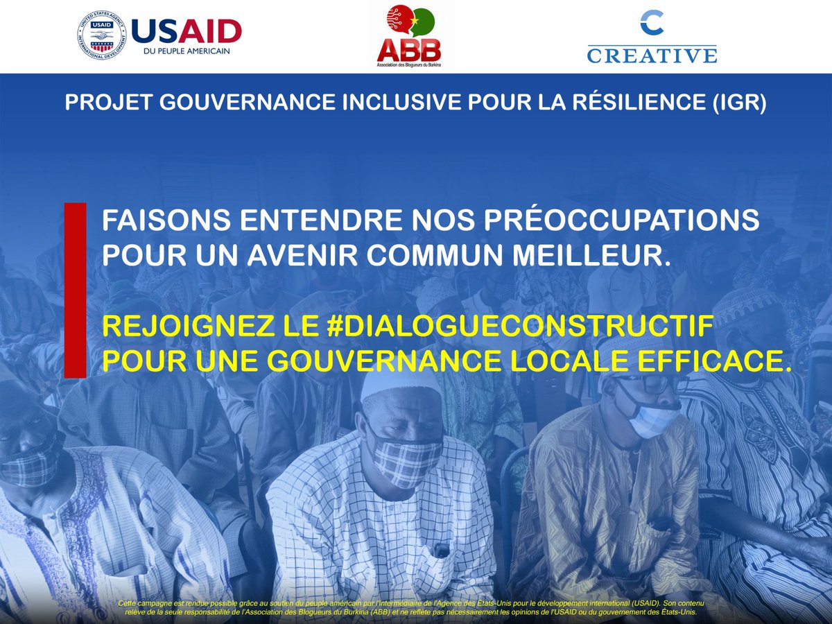 Faisons entendre nos préoccupations pour un avenir commun meilleur. Rejoignez le #DialogueConstructif pour une #GouvernanceLocale efficace en commentaire ou sur le 𝘀𝗶𝘁𝗲 de la #CoalitionVêenem👉🏾coalition-veenem.org #ParticipationCitoyenne #DialogueConstructif #BlogueursBF