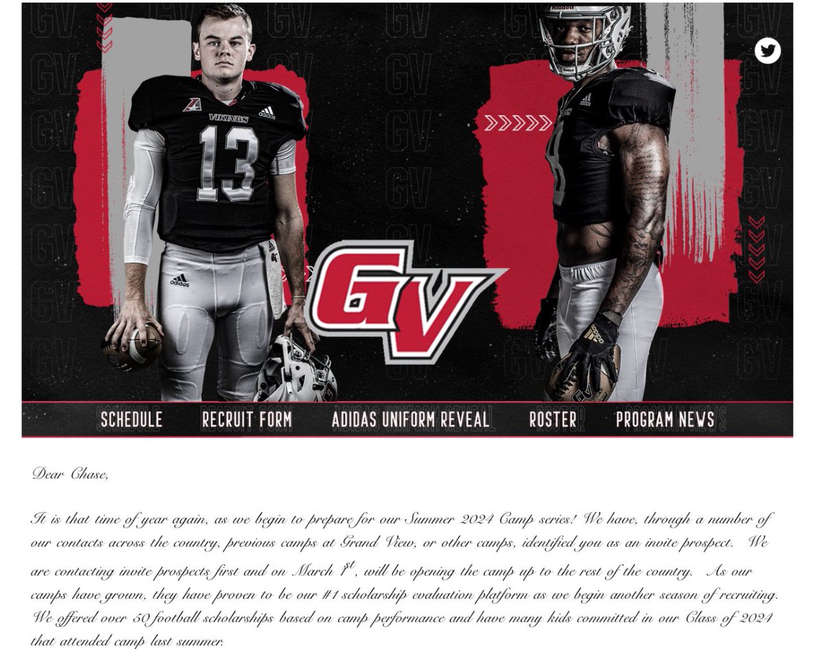 Thank you for the invite @coachdfulton @GVVikingFB #CTFosterII13 #ChaseFosterII13 #ImBuiltD1ff3rent