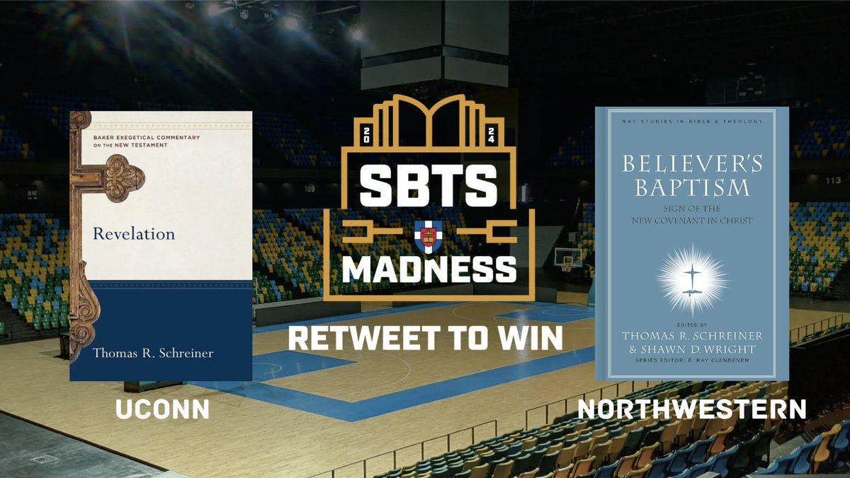 Schreiner against Schreiner &amp; Wright? Odds are, Schreiner's got it. But which book will YOU win in Revelation vs Believer's Baptism (<a href="/BHpub/">B&H Publishing</a>)? RT to win! 🏀📖 #SBTSMadness
