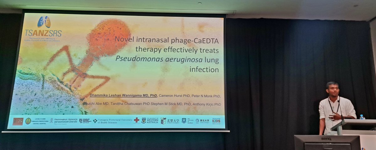 Great to hear  from @dr_leshan on his #phage work and synergistic effects with CaEDTA. Enjoyed collaborating with ur team on this project.  Awesome to see phage work being represented at #tsanz2024. @WalyanCentre @telethonkids