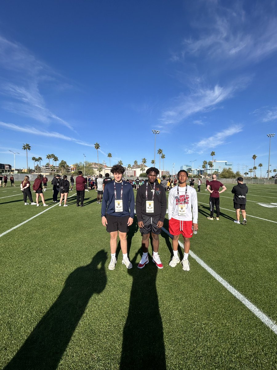 Thank you @CoachMChristian and ASU for the hospitality. 3 of our Cehs coyotes from the 2027 class got invited to see what real competition looks like. We appreciate the love and will be back soon for sure. @Cehsfootball @CoachThiele
