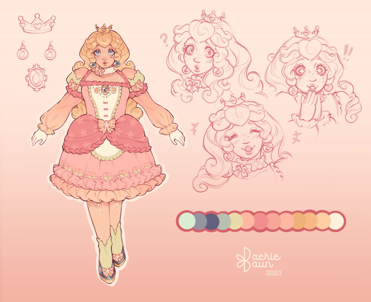 faeriefaun's tweet photo. in honor of princess peach showtime’s release i wanted to show off my peach design! https://t.co/31toUDxLJH