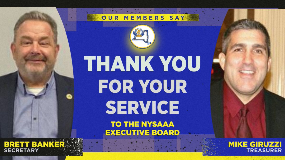 NYSAAA6's tweet image. Two TITANS of the NYSAAA are moving on.  2024 HOFer, Mike Giruzzi and future HOFer Brett Banker are retiring from the Executive Board.  In their role on the EB, they made us better through their drive to do whatever was asked of them.  These are big shoes to fill for 2 fine ADs.