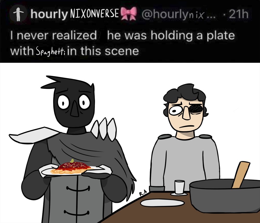 i like this fuckass series too much so i drew it as the iconic tweet
if you know why the knight is holding spaghetti specifically you deserve a veteran's discount

#monumentmythos #nixonverse #mistermanticore