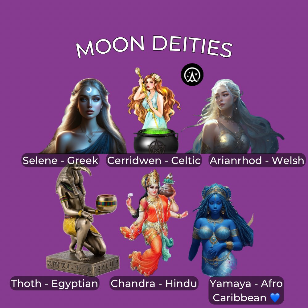 WiccaAcademy's tweet photo. Throughout history, cultures worldwide have revered the enchanting power of the moon, each with their own Lunar Goddesses and Gods.
From Diana in Roman mythology to the beloved Cerridwen in witchy lore, the moon has inspired devotion across the globe. #MoonDeities #LunarGoddess๐ https://t.co/J7XCqUi6XV