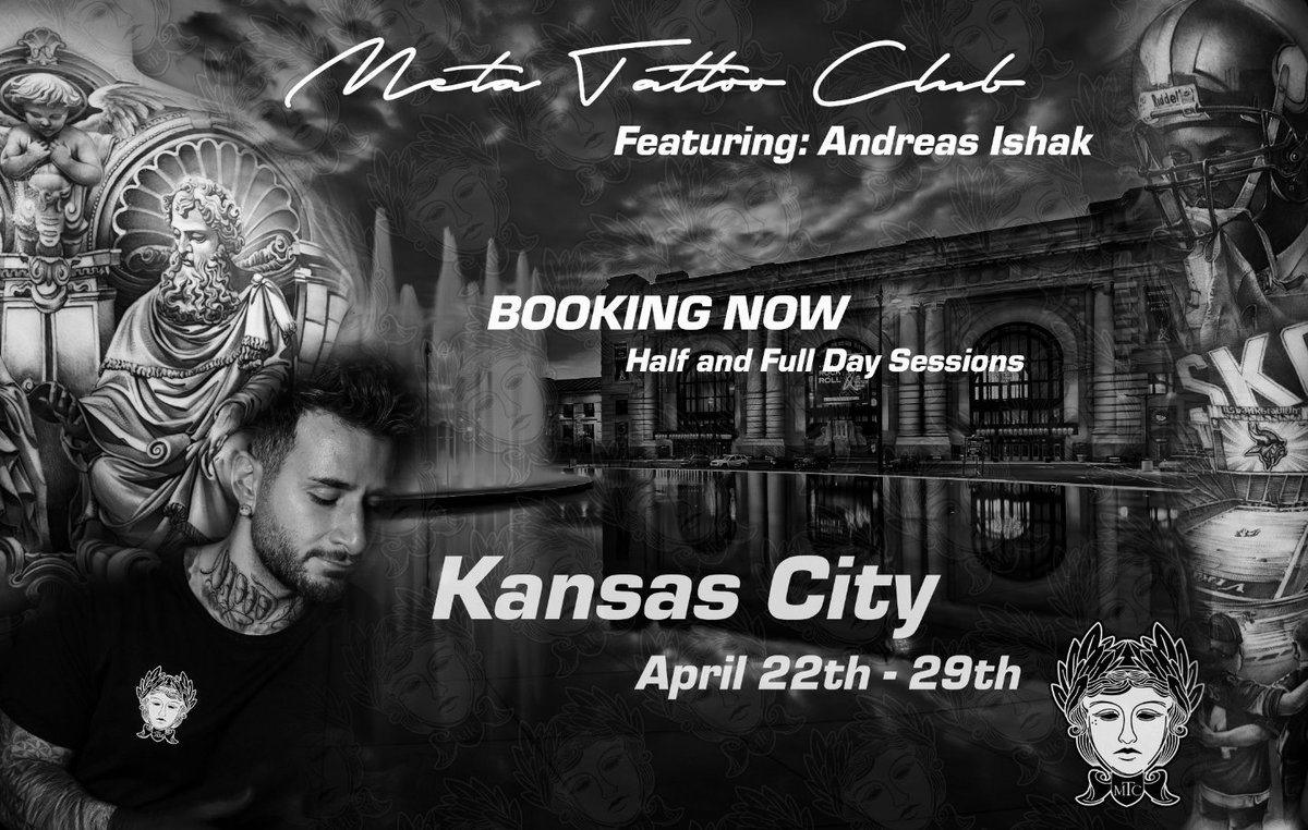 MetaTattooClub's tweet photo. The one and only
@ishakmeisterMTC
will be laying down ink in Kansas City! There are still a few spots left! April 22nd through 29th! https://t.co/MU8dCpQAFW