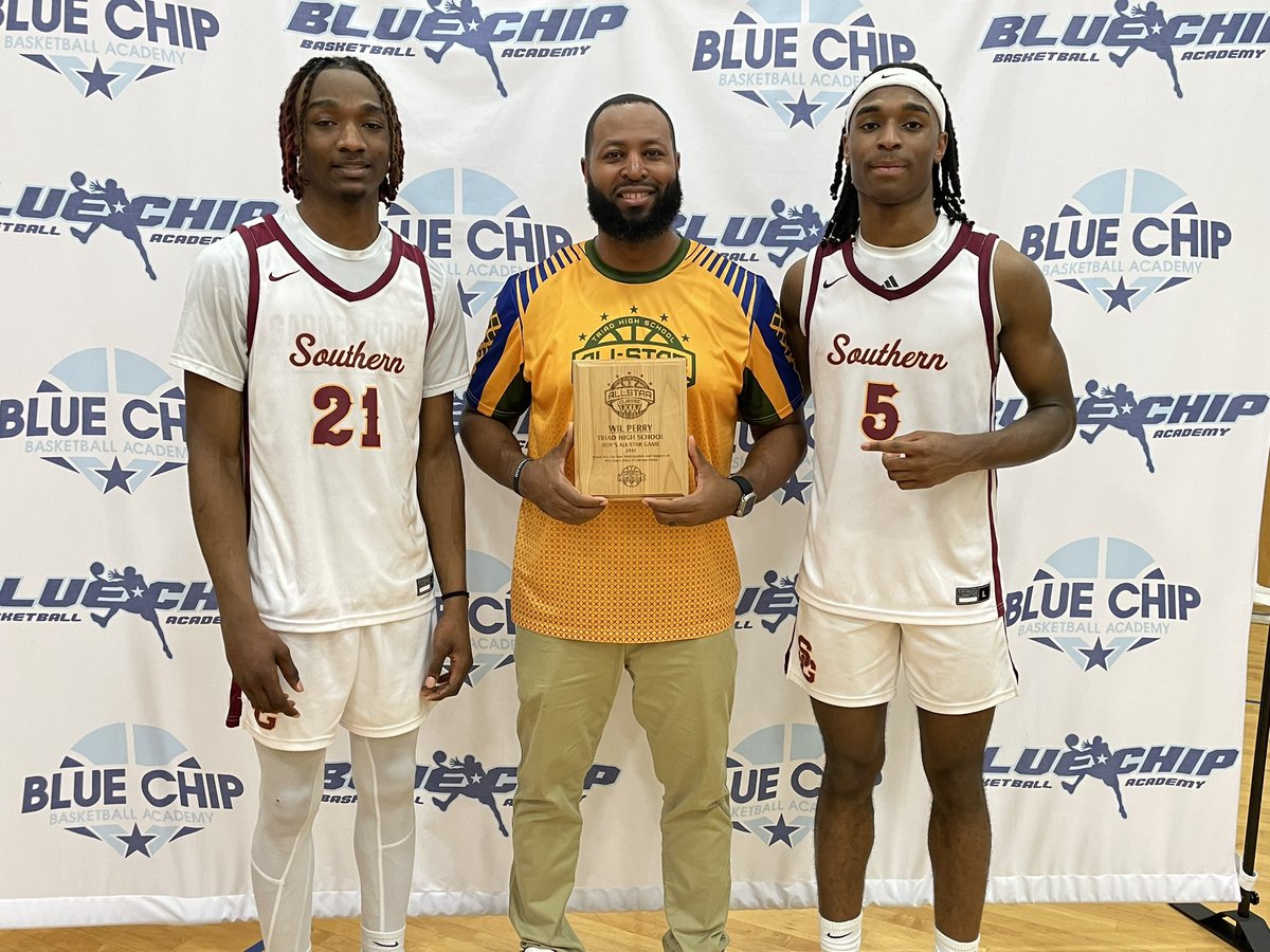 Triad All-Star Game Winners for the East Team - Jucqarie Love & Jamias Ferere along with East Team Coach - Wil Perry #STORMHOOPS 🌩️🏀🏆 #WA… 🎯 #TriadAllStar