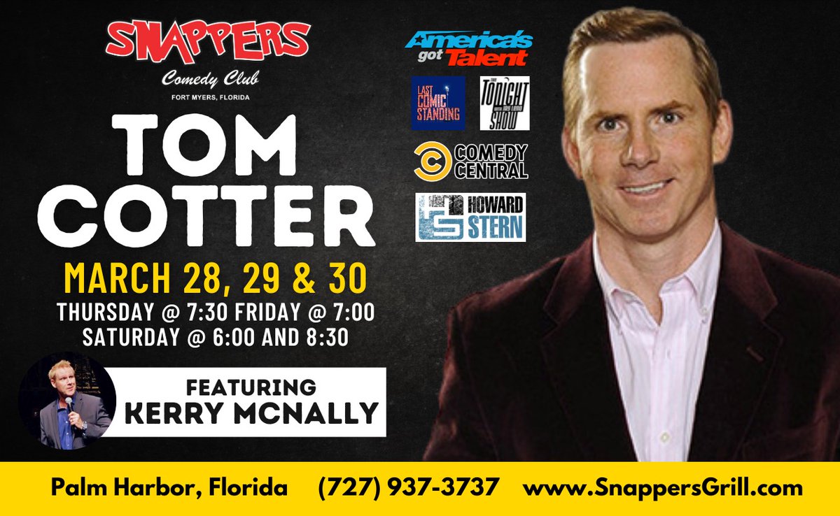 Hey Floridians, This weekend I'm @SnappersComedy in Palm Harbor, then in Ft Myers 4/4-6. #snappers #ComedyTour #Florida