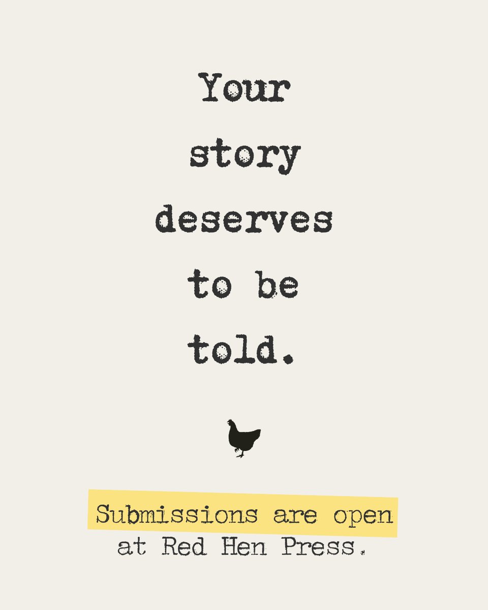 Everyone has a story. Red Hen wants to read yours. We accept manuscripts year-round through our Submittable portal. No agent required. Follow this link to learn more about our general submission guidelines and our seasonal author awards.

redhen.org/submission-gui…