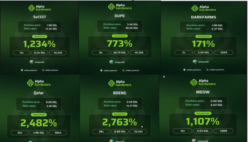 In da last 10 days, got over 100 sol profit. Just gotta watch Moonfinder and you're makin' bank.
Thanks AG!

<a href="/alpha_gardeners/">Alpha Gardeners</a> 
#GardenersOnTop
