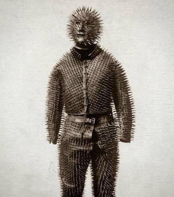 Currently, the unique 'Wildman Suit' is exhibited at the Menil Collection in Houston, Texas. This armor, double-layered and entirely covered with one-inch-long iron nails pointing outwards, continues to be as enigmatic as it is daunting. 

Commonly believed to be armor used for