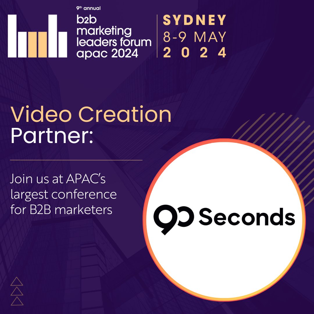 🌟 We're excited to be partnering with the B2B Marketing Leaders Forum again this year. We'll be capturing content throughout the conference. Register now at bit.ly/3ILCwL1 and secure your spot!

#B2BMktgAPAC #B2BMarketing #VideoCreation #CreateVideoAnywhere