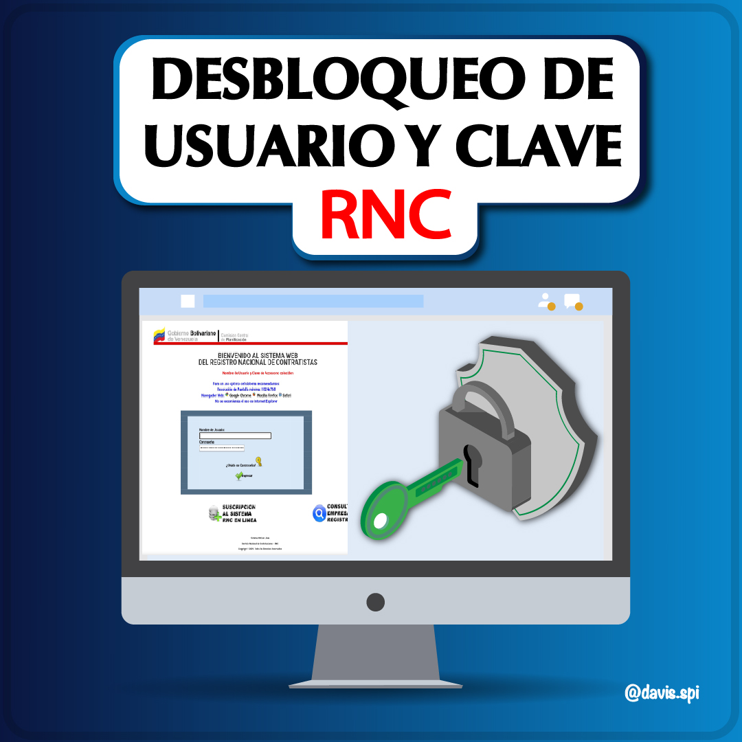 SpiDavis's tweet image. Necesitas actualizar tu #RNC y no recuerdas tu usuario y clave?  Tenemos la solución para ti, te lo desbloqueamos en tiempo récord.
No dejes pasar la oportunidad para ese contrato por no tener tu RNC al día. #caracas #ccs #venezuela #debloqueo #servicios #davisspi #contratista
