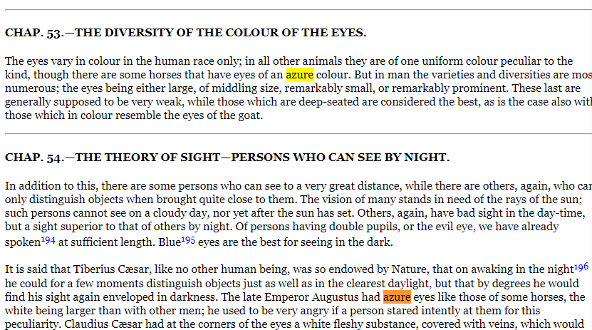 jackmar76512858's tweet photo. @Aresledieudela1 Its Pliny not Svetonious, and he compares Augustus' blue/azure eyes to horses because he previously said that some horses have that colour(which they do)

you're either illiterate or think people are too stupid to check the source https://t.co/slOqshAwcj