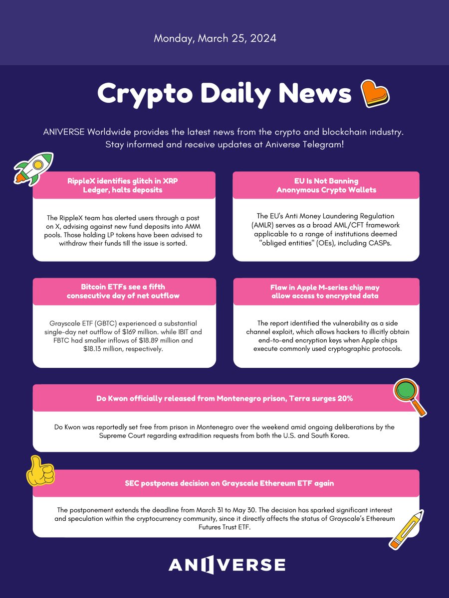 ANIVERSE Crypto Daily News_March 25, 2024💌 
👇Check out the full text at
medium.com/aniverse/crypt…