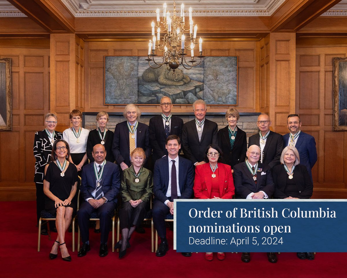 Those who join the Order of British Columbia come from diverse backgrounds and sectors. But one thing all members have in common is that they have served their communities with distinction and left lasting legacies in their fields. Nominate someone at ow.ly/Z1lV50QOcFk