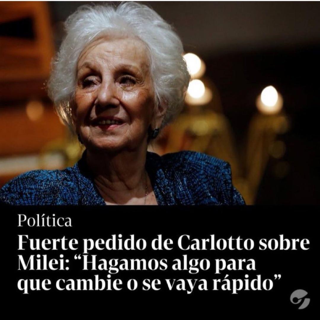 Estela de Carlotto repudia el golpe de estado de 1976 pero propicia otro golpe de estado en contra de @JMilei en 2024. Cuanto menos es raro...