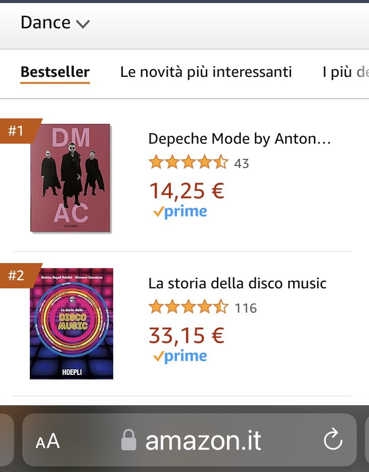 Our book “La Storia della #DiscoMusic” is on the Top of the Amazon #BookChart in the following categories #ComputerMusic #Storia . N. 2 #Dance and #Elettronica @GiovSavastano Thanks everybody! 🎶😉🤩