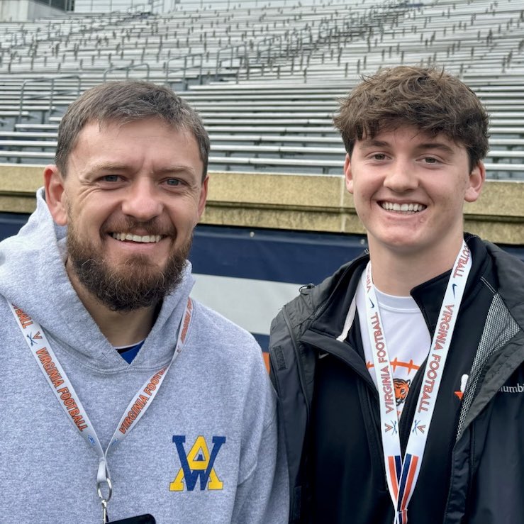 CoachSethWilson's tweet photo. Always a pleasure to see @MarkWamhoff &amp; his Dad, @Brian_Wamhoff !!! I hope you enjoyed your Junior Day visit with @uvafootball! They would be lucky to have you join them. #WinnersUnite #ScottStadium #SpringFootball https://t.co/SlDZhLKbsS